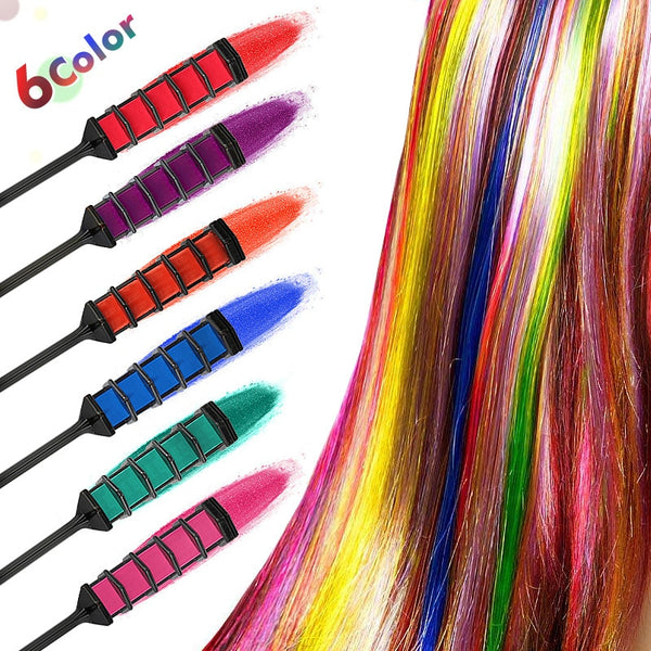 6pcs Personal Salon Easy To Use Mini Hair Dye Comb Disposable Crayons Grey Purple Red Hair Color Chalk Hair Dyeing Tool TSLM2