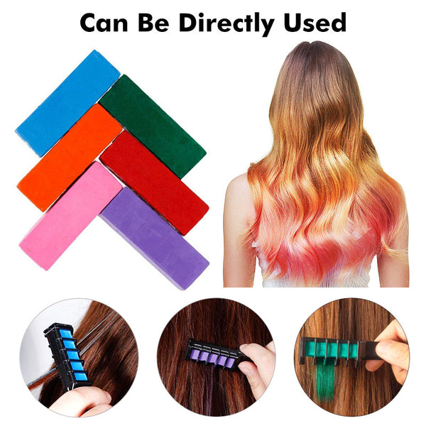 6pcs Personal Salon Easy To Use Mini Hair Dye Comb Disposable Crayons Grey Purple Red Hair Color Chalk Hair Dyeing Tool TSLM2