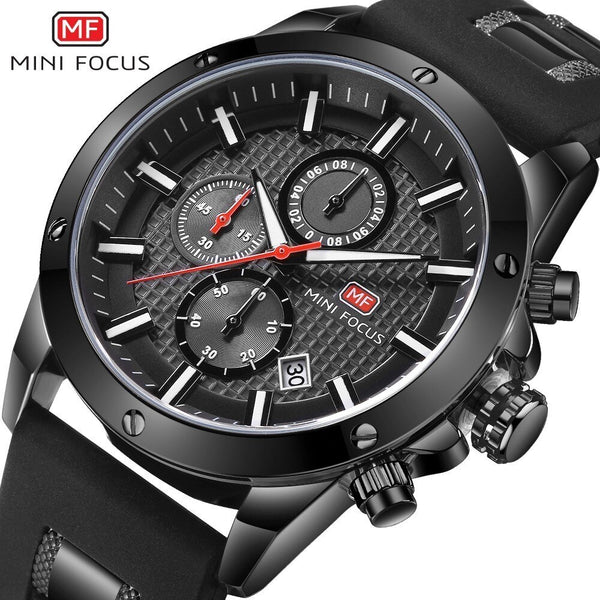 MINI FOCUS Chronograph Watches Man Clock Quartz Mens Watches Top Brand Luxury Military Watch Men Sports Watches Army Silicone