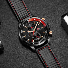 MINI FOCUS Watches Mens Luxury Brand Sport Watch Men Fashion Leather Wrist Watches Black Blue Coffee Male Clock For Gentleman
