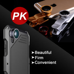 3 in 1 Fisheyes macro Lens Phone Case For iPhone XS Max XR 8 7 6 6s Plus Cover Metal Silicone Shockproof Armor Case + Glass Film