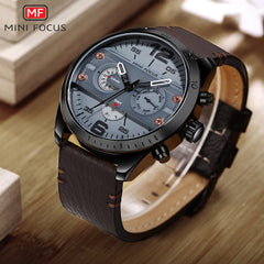 MINIFOCUS Man Watch 2019 Leather Military Men's Watch For Men Luxury Casual Mens Watches Quartz Top Brand Luxury Male Clock Date