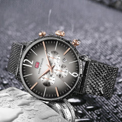 MINI FOCUS Thin Chronograph Men Watches Top Brand Luxury Fashion Sports Watch Men Stainless Steel Mesh Strap Quartz Male Clock