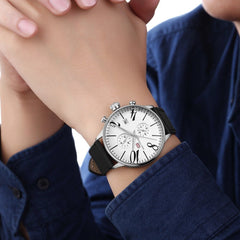 MINI FOCUS Black Watch Men Sports Watches For Men Clock Leather Watch Strap Fashion Men's Wristwatch Quartz Luxury Brand Relogio