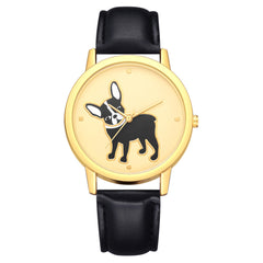 Women's Watches Casual  Ladies Quartz Wristwatch Golden Border Puppy Pattern Dial Leather Strap Clock Dress Gift Reloj Mujer@50