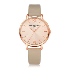 Fashion Women's Watch  Rose Gold Dial Leather Strap Wristwatch Ladies Watches Simple Casual Quartz Clock Relogio Feminino@50