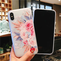 Fashion Flower Silicon Phone Case For iPhone 7 8 Plus Rose Floral Leaves Cases For iPhone X 7 6 6S Plus 5 5S SE Soft TPU Cover