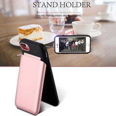 Mirror Flip Case For iphone X 8 7 6 6s Plus Fundas Multifunction Wallet Stand Holder Cover Makeup Phone Cases + Card Slots Coque