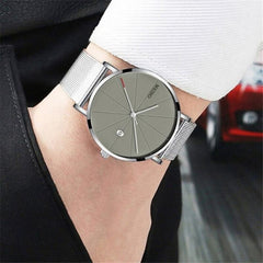 Ultra-thin Watches Classic Steel Quartz Date Wristwatch Casual Mesh Belt Masculino Relogios relojes para hombre reloj hombre