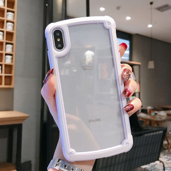 Candy Color Clear Phone Case For iPhone X XS XR XS Max 6 6S 7 8 Plus Shockproof Bumper Silicone Frame Transparent Back Cover