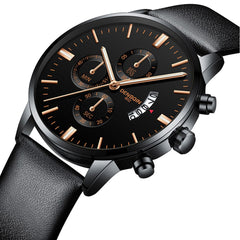 DISU Men Wrist Watch Quartz Sport Military Stainless Steel Dial Leather Band watches man male watch metal relogios masculino