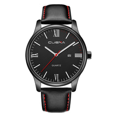 Mens Watch Luxury Faux Leather Blue Ray Glass Quartz Analog With Calen watch man big dial watches for men relogios masculino
