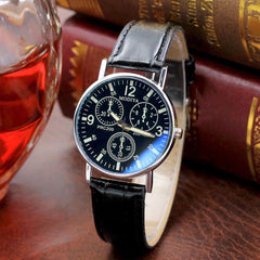 Men's Watch Six Pin Watches Quartz Blue Glass Belt Watch Man Reloj Hombre 2019 men wristwatch clock relogio masculino