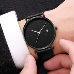 DISU Men Watches Leather Blue Ray Glass Quartz Analog With Calen wristwatch mens unique watch for men relogios masculino