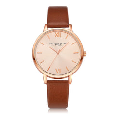 Fashion Women's Watch  Rose Gold Dial Leather Strap Wristwatch Ladies Watches Simple Casual Quartz Clock Relogio Feminino@50