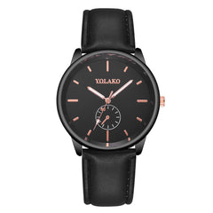 YOLAKO Men's Watch Luxurious Business Leather Belt Simple Mirror Quartz Watch Man Watches Mens 2019 relogio masculino