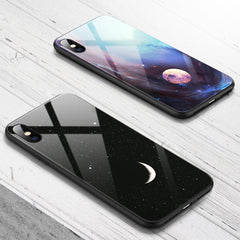 Case For iPhone XS Max XR X 8 Case Silicon Slim Back Tempered Glass Starry sky For iPhone 8 7 Plus 6 6s 8Plus Cases Cover Capa
