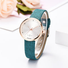 Beat Selling  Women's Watches Fashion  Golden Border Dial Ladies Quartz Wristwatch  Leather  Strap Clock Simple Reloj Mujer @50