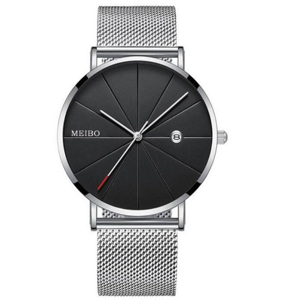 Ultra-thin Watches Classic Steel Quartz Date Wristwatch Casual Mesh Belt Masculino Relogios relojes para hombre reloj hombre