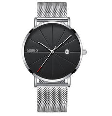 Ultra-thin Watches Classic Steel Quartz Date Wristwatch Casual Mesh Belt Masculino Relogios relojes para hombre reloj hombre