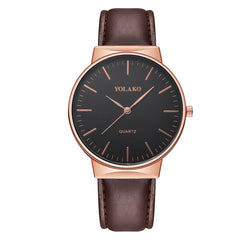 YOLAKO Men's Watch Casual Quartz Leather Band Analog watch man new arrival in men wrist watches relogios masculino