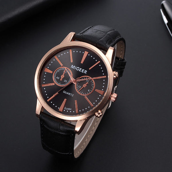 DISU Men Wrist Watch Classic New Leather Strap Quartz Casual watches men unique watch for men relogios masculino