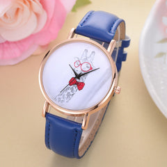 Women Watches Exquisite Cute Deer Pattern Dial Ladies Casual Quartz Wristwatch Simple Leather Strap Clock Dress Reloj Mujer @50