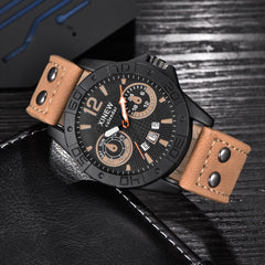 Men's Watch Fashion Leather Stainless Steel Sport Analog Quartz Wristwatch Mens Reloj Hombre 2019 zegarek meski