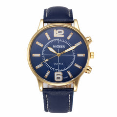 DISU Men Wrist Watch Retro Design Leather Band Analog Alloy Quartz Watch big dial watches for men relogios masculinos