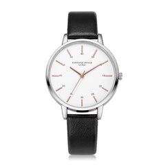 Hot Sale Women Watches Silver Border Scale Disc Ladies Quartz Wristwatch Solid Color Leather Strap Clock Fashion Reloj Mujer@50