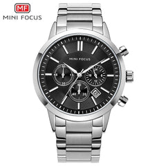 MINI FOCUS Fashion Men Watches 2019 Luxury Brand Stainless Steel Men's Watches Quartz Watches Men Waterproof Silver Watch Men