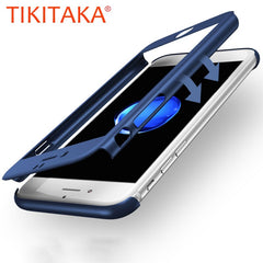 360 Degree Phone Cases For iPhone X 8 7 6 6s Plus 5 5s SE Case Ultra thin Hard PC Shockproof Armor Cover Shell Capa + Glass Film