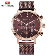 MINI FOCUS Fashion Sport Watches For Men Watch Waterproof Silver Stainless Steel Men's Wrist Watches Quartz Watches Luxury Brand
