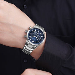 MINI FOCUS Fashion Men Watches 2019 Luxury Brand Stainless Steel Men's Watches Quartz Watches Men Waterproof Silver Watch Men