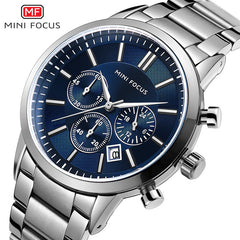 MINI FOCUS Fashion Men Watches 2019 Luxury Brand Stainless Steel Men's Watches Quartz Watches Men Waterproof Silver Watch Men