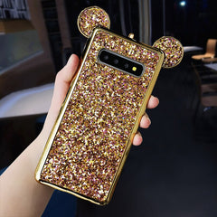 Glitter Powder Sequins Mouse Ear Cases For Samsung Galaxy S9 S10 Plus S10 S10e Electroplated Soft Silicone Shockproof Cover Case