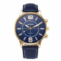DISU Men Wrist Watch Retro Design Leather Band Analog Alloy Quartz Watch big dial watches for men relogios masculinos