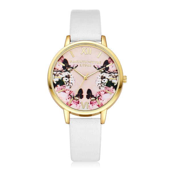 High Quality Women Watches Colorful Pattern Dial Ladies Quartz Wristwatch Simple Leather Strap Clock Casual Relogio Feminino@50