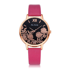 High Quality Women's Watches Plant Pattern Dial Ladies Fashion Quartz Wristwatch Leather FanTeeDa Casual Clock Reloj Mujer @50