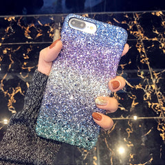 Colorful Gradient Glitter Powder Phone Cases For iPhone 8 7 6 6s Plus Case Bling Sparkle Sequins Hard PC Back Cover Shell Capa