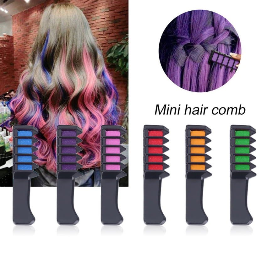 6Pcs/Set Temporary Hair Dye Combs One-time Coloring Cream Hair Multicolor Chalk Powder With Comb Crayons Hair Dyeing Tool TSLM2
