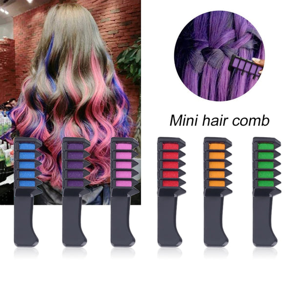 6Pcs/Set Temporary Hair Dye Combs One-time Coloring Cream Hair Multicolor Chalk Powder With Comb Crayons Hair Dyeing Tool TSLM2