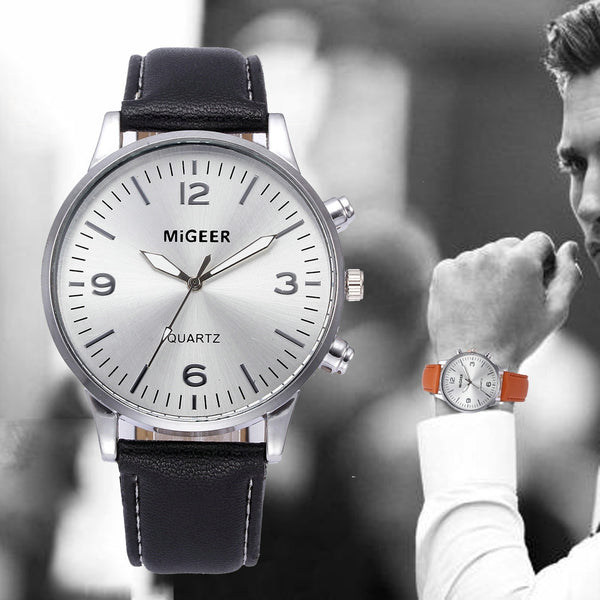Men Watch Business Leather Strap Sports Simulated Quartz wristwatch mens watches mens 2019 relogios masculino