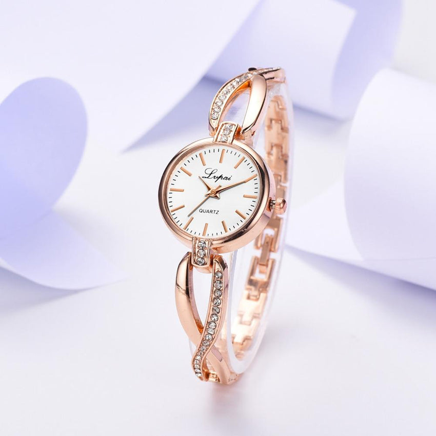 Fashion Women Watches Rose Gold Irregular Bracelet Luxury Ladies Quartz Clock With Rhinestone Casual Wristwatch Dropshipping @50