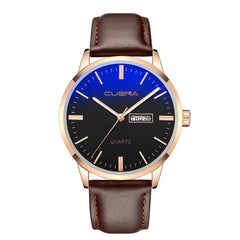 Mens Watch Luxury Faux Leather Blue Ray Glass Analog Calen Quartz Watch Watches Mens 2019 Men Wristwatch Clock relogio masculino