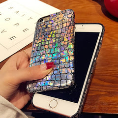 Fashion Snake Scales Glitter Sequins Case For iphone 7 6 6s Plus Cover Slim Soft PU Leather Phone Cases Laser Shinning Shell New