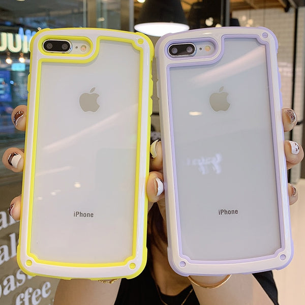 Candy Color Clear Phone Case For iPhone X XS XR XS Max 6 6S 7 8 Plus Shockproof Bumper Silicone Frame Transparent Back Cover