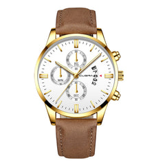 Men's Watch Stainless Steel Sport Analog Leather Band Analog Quartz Wristwatch Mens Relojes Hombre 2019 erkek kol saati