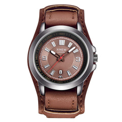 DISU Men Watch Military Quartz Leather Sports Wristwatch Mens wrist watches day date relogio masculino