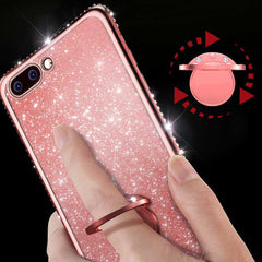 Glitter Diamond Phone Case For iPhone 11Pro Max X XS Max Xr 8 7 6S 6Plus Soft Silicone Magnetic Finger Ring Kickstand Back Cover